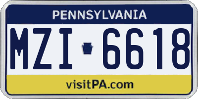 PA license plate MZI6618