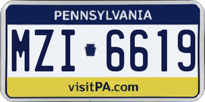 PA license plate MZI6619