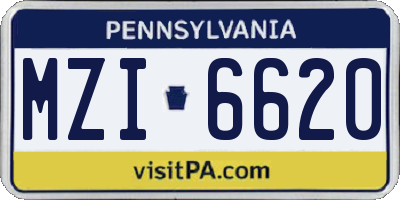PA license plate MZI6620