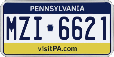 PA license plate MZI6621