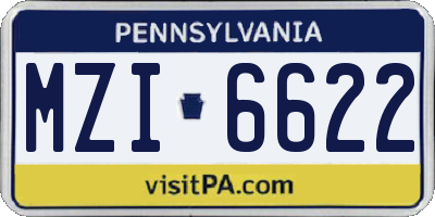 PA license plate MZI6622