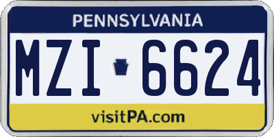 PA license plate MZI6624