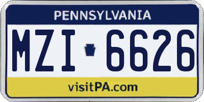 PA license plate MZI6626