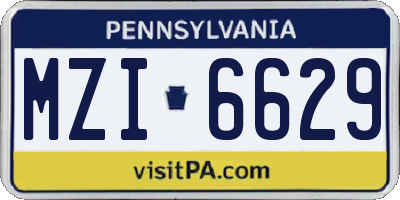 PA license plate MZI6629