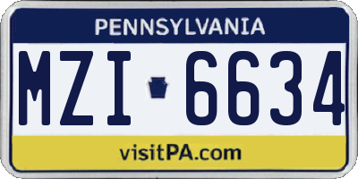 PA license plate MZI6634