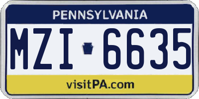 PA license plate MZI6635