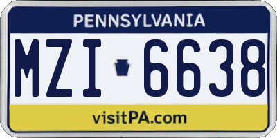 PA license plate MZI6638