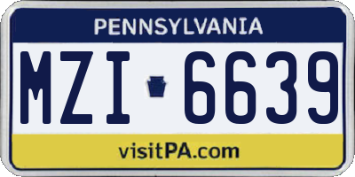PA license plate MZI6639