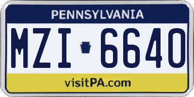 PA license plate MZI6640