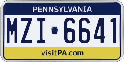 PA license plate MZI6641