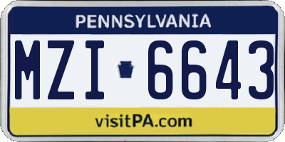 PA license plate MZI6643