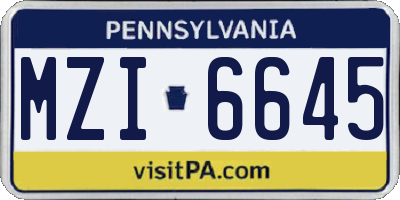PA license plate MZI6645