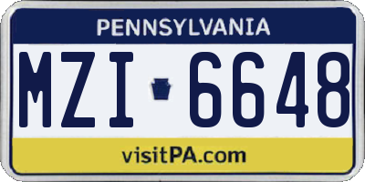 PA license plate MZI6648