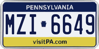 PA license plate MZI6649