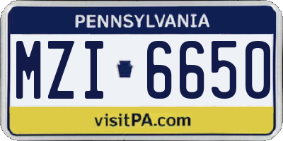 PA license plate MZI6650