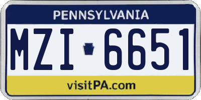 PA license plate MZI6651