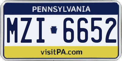 PA license plate MZI6652
