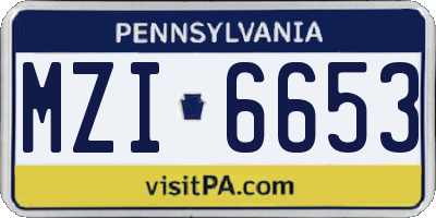 PA license plate MZI6653