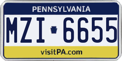 PA license plate MZI6655