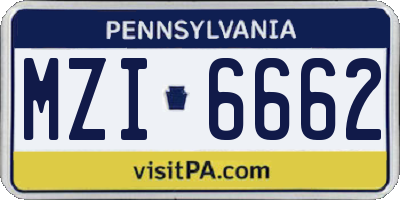 PA license plate MZI6662
