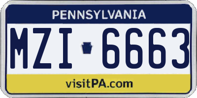 PA license plate MZI6663