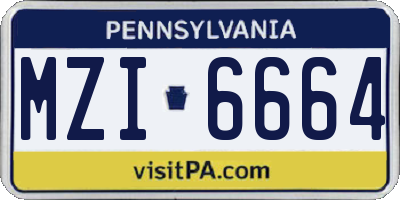 PA license plate MZI6664