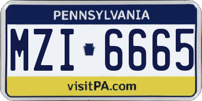 PA license plate MZI6665