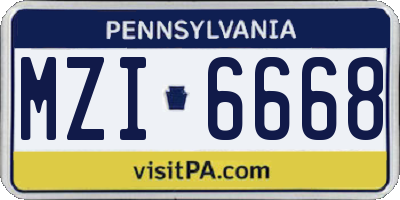 PA license plate MZI6668
