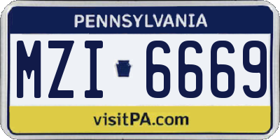 PA license plate MZI6669