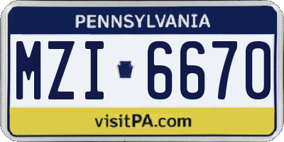 PA license plate MZI6670