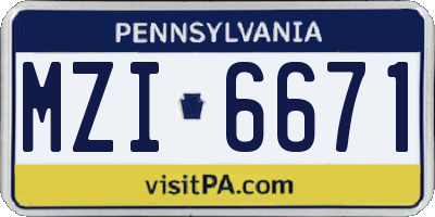 PA license plate MZI6671