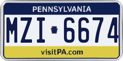 PA license plate MZI6674