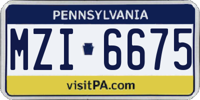 PA license plate MZI6675