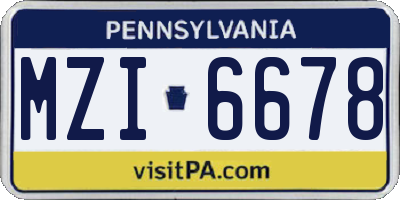 PA license plate MZI6678