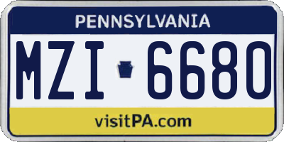 PA license plate MZI6680