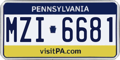 PA license plate MZI6681