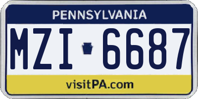 PA license plate MZI6687