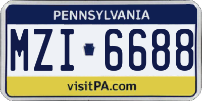 PA license plate MZI6688