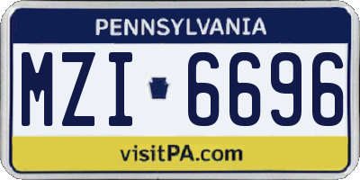 PA license plate MZI6696