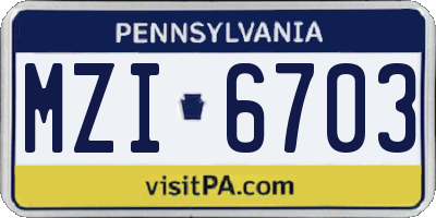 PA license plate MZI6703