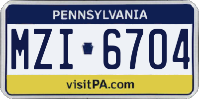 PA license plate MZI6704