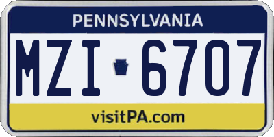 PA license plate MZI6707