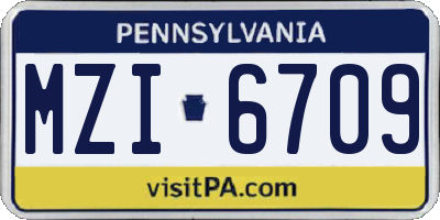PA license plate MZI6709