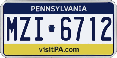 PA license plate MZI6712