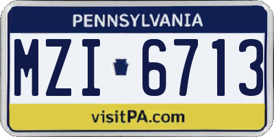 PA license plate MZI6713