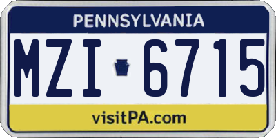 PA license plate MZI6715