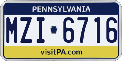 PA license plate MZI6716