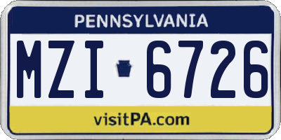 PA license plate MZI6726