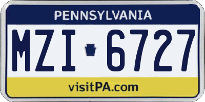 PA license plate MZI6727