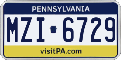 PA license plate MZI6729